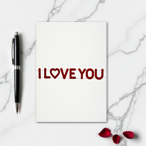 Simple I Love You Glitter Dots Card
