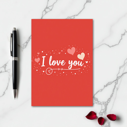 Simple I Love You Glitter Hearts Card