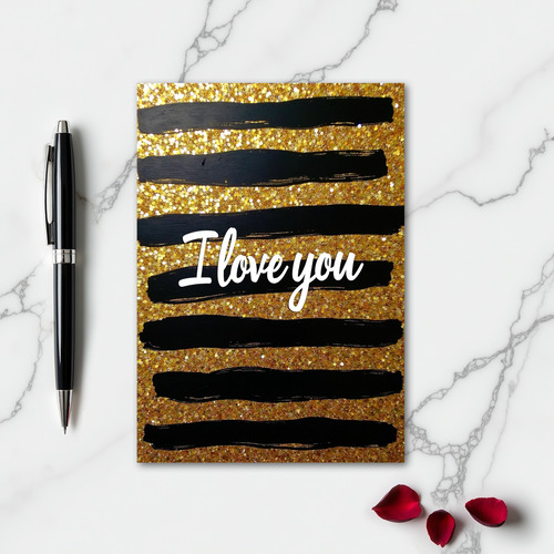Simple I Love You Gold Glitter Card