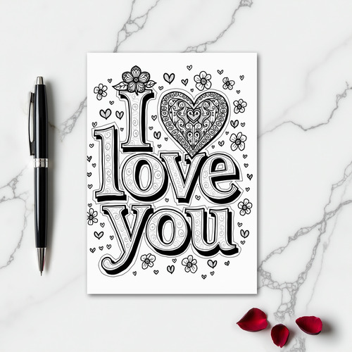 Simple I Love You Heart Card For Her