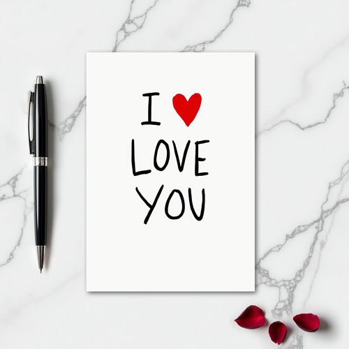 Simple I Love You Heart Hand Drawn Card