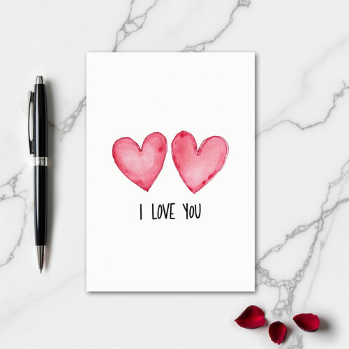 Simple I Love You Hearts Card