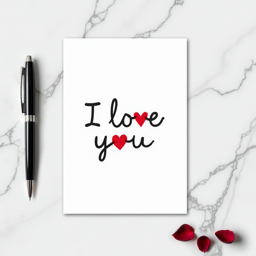 Simple I Love You Hearts Textured Card