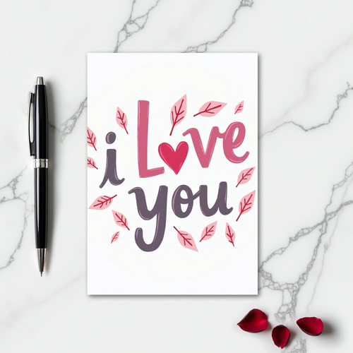 Simple I Love You Leaves Card
