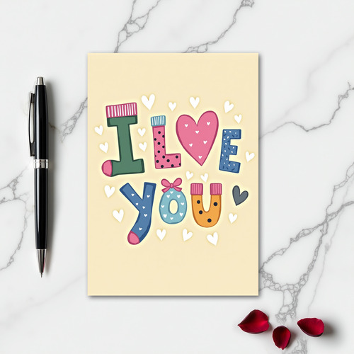 Simple I Love You Pattern Card