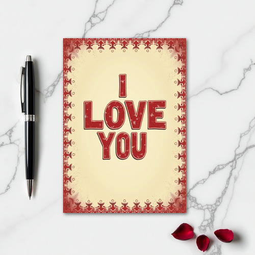Simple I Love You Patterned Card