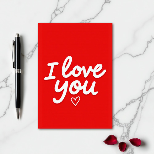 Simple I Love You Raised Heart Card