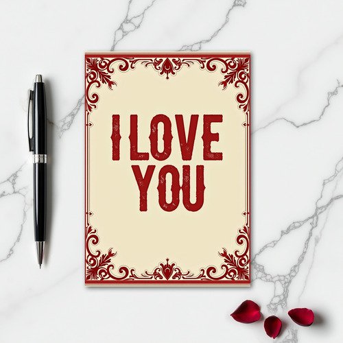 Simple I Love You Scroll Card