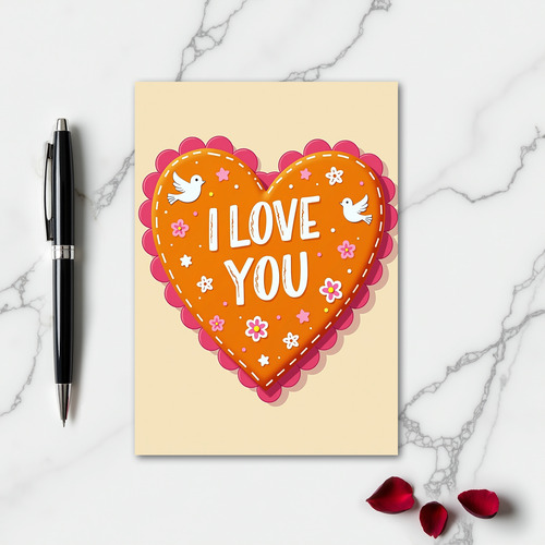 Simple I Love You Stitched Card