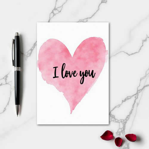 Simple I Love You Watercolor Card