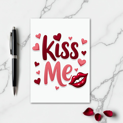 Simple Kiss Me Lips Love Card