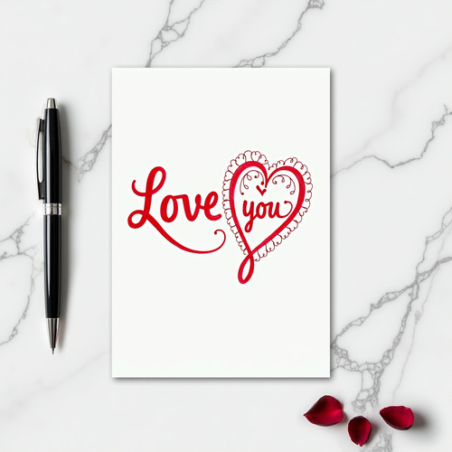 Simple Lace Heart Love You Card