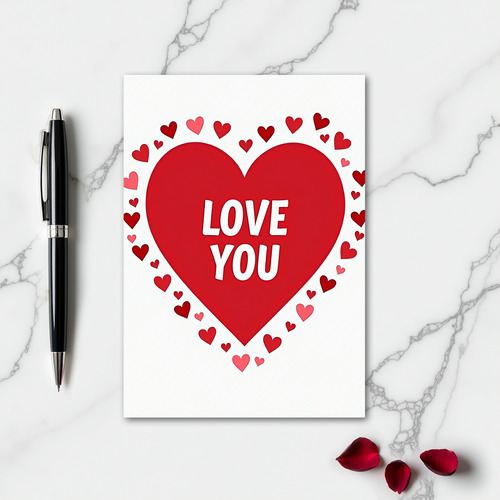 Simple Layered Hearts Love You Card