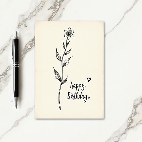 Simple Line Art Birthday Card