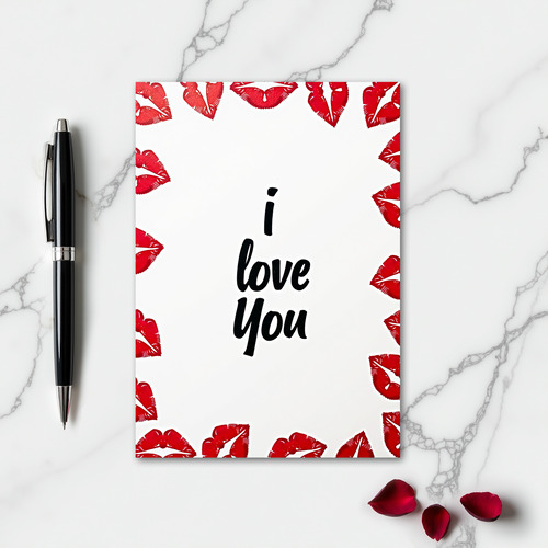Simple Lip Print Glossy I Love You Card