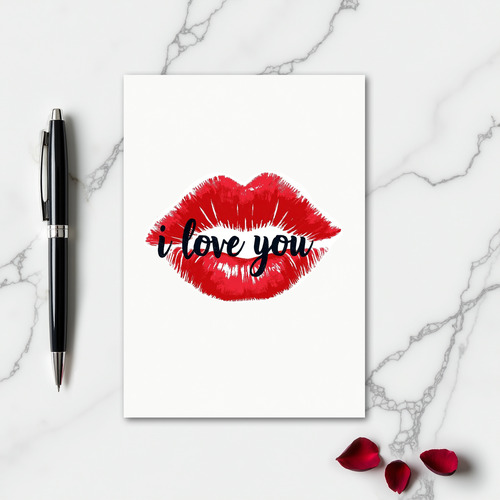 Simple Lips Kiss I Love You Card