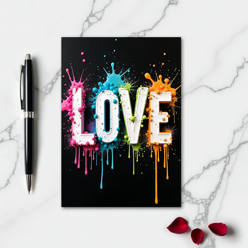 Simple Love Paint Splatter Card