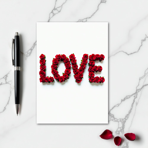 Simple Love Red Roses Card