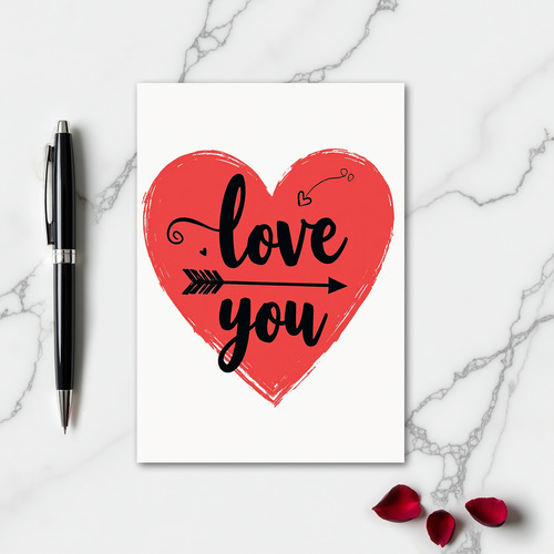 Simple Love You Arrow Heart Card