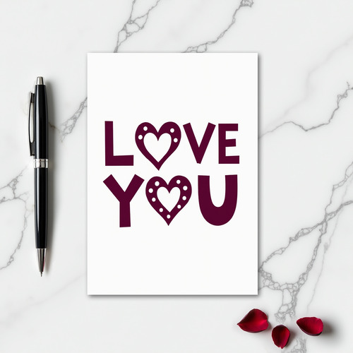 Simple Love You Dotted Heart Card