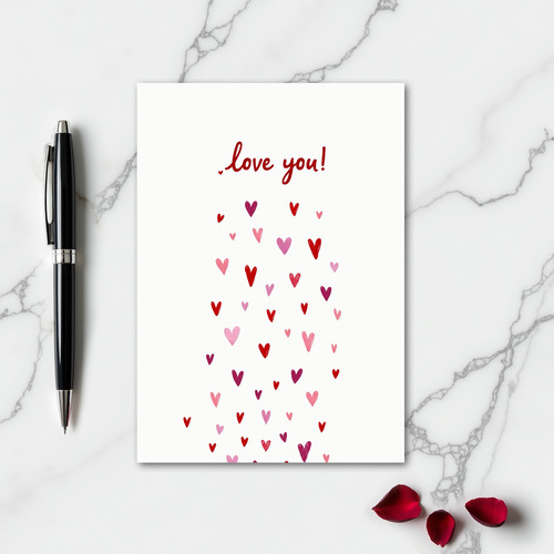 Simple Love You Falling Hearts Card