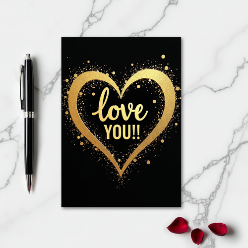 Simple Love You Gold Heart Card