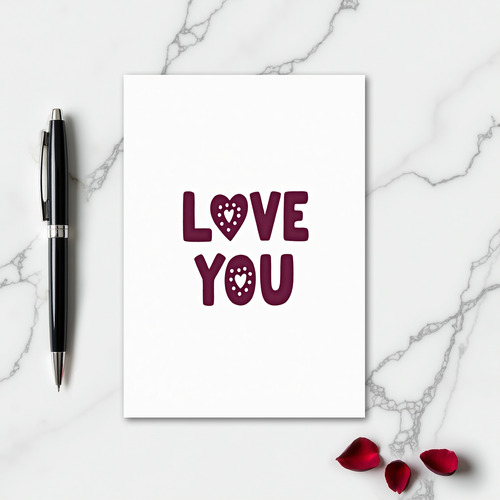 Simple Love You Heart Dots Card