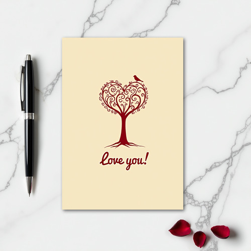Simple Love You Heart Tree Card