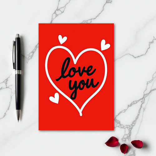 Simple Love You Hearts Embossed Card