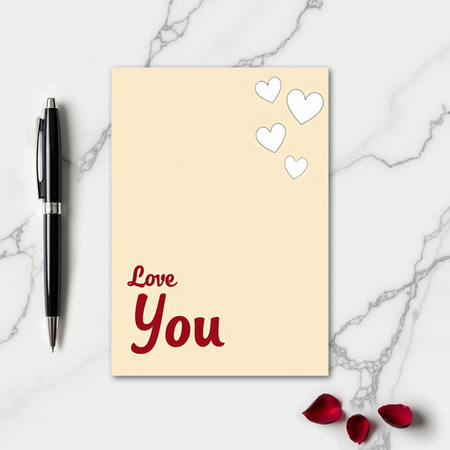 Simple Love You Hearts Matte Card
