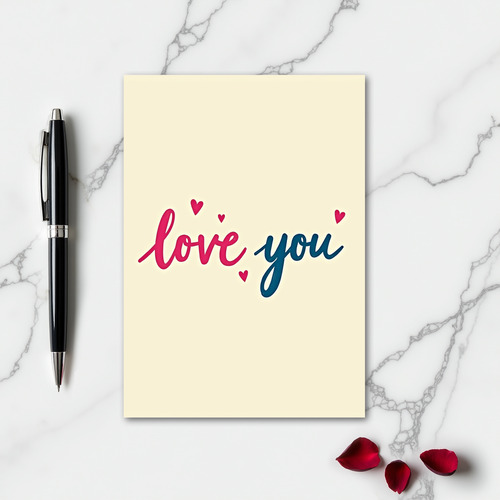 Simple Love You Hearts Painted Card