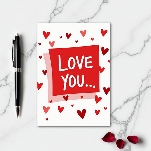 Simple Love You Hearts Smooth Card