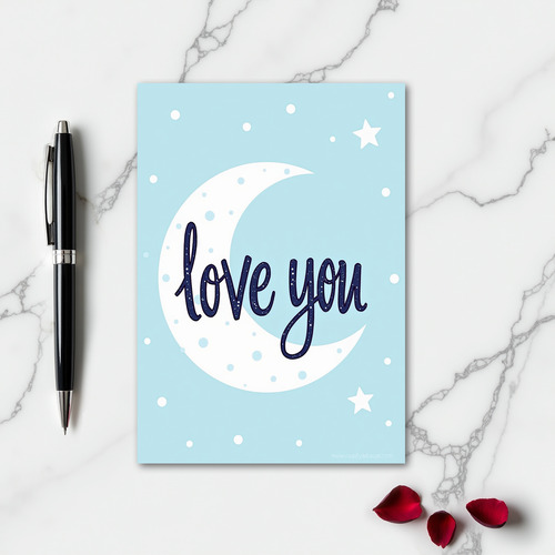 Simple Love You Moon Dot Card