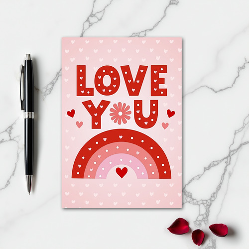 Simple Love You Rainbow Hearts Card
