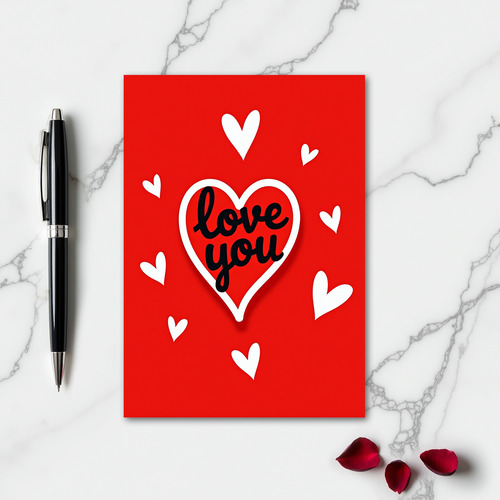 Simple Love You Raised Heart Card