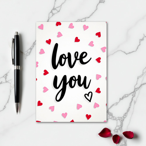 Simple Love You Raised Hearts Card