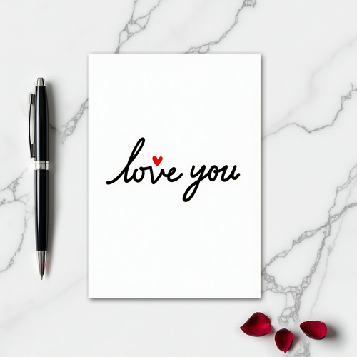 Simple Love You Script Glossy Card