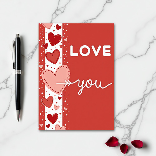 Simple Love You Stitched Hearts Card