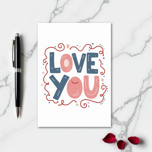 Simple Love You Swirl Dot Matte Card