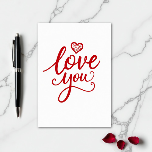 Simple Love You Swirl Heart Card