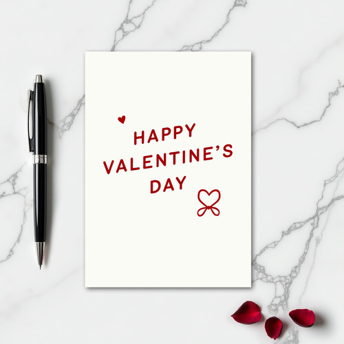 Simple Matte Heart Bow Valentines Card