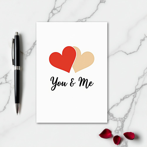 Simple Matte Hearts You And Me Card