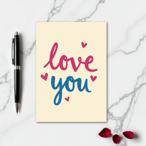 Simple Matte Love You Hearts Card