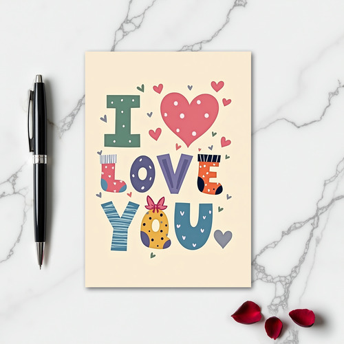 Simple Matte Polka Dot Love You Card