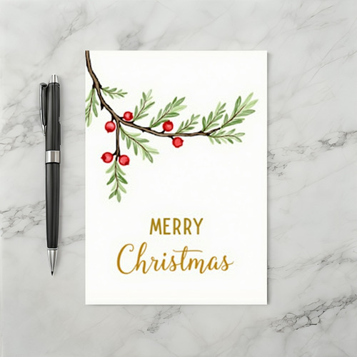 Simple Merry Christmas Berry Card