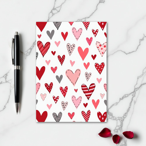 Simple Mixed Hearts Pattern Card