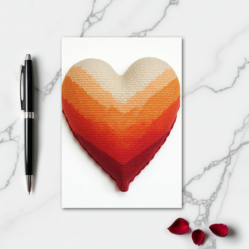 Simple Ombre Knit Heart Card