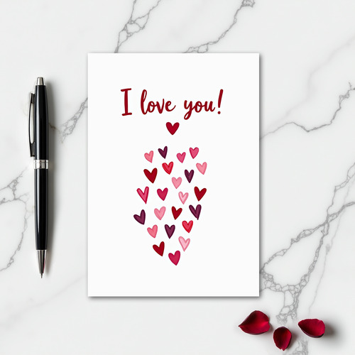 Simple Painted Hearts I Love You Card