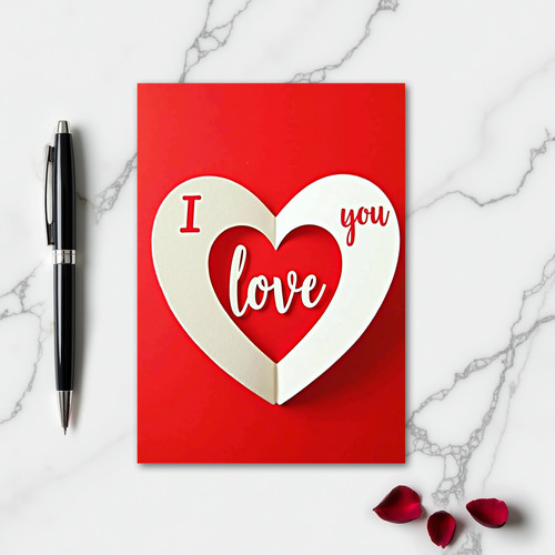 Simple Paper Cut Love Heart Card