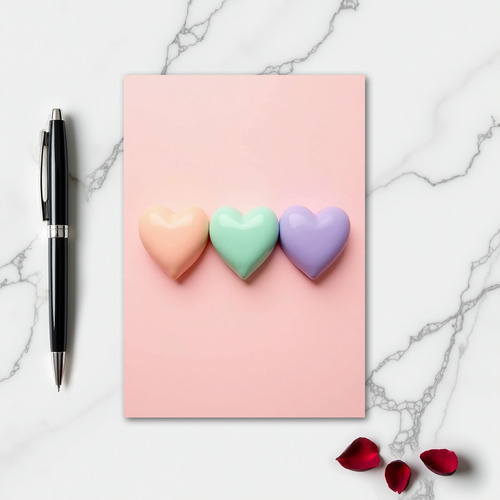 Simple Pastel Heart Trio Card